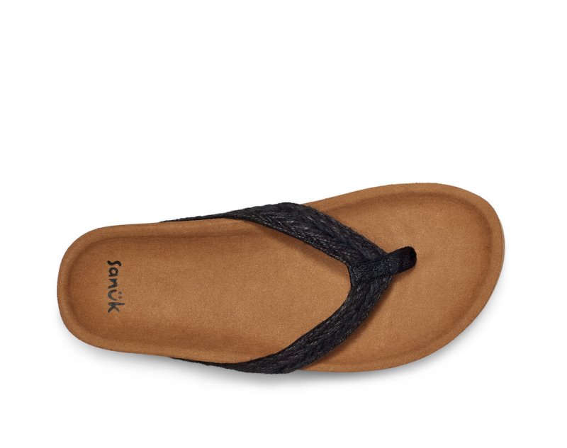 Sanuk She Loungy Hemp Women's Sandals Black | Canada 139RVD